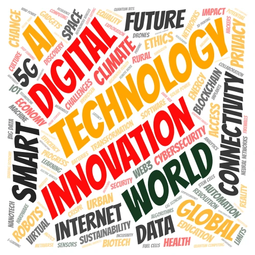 Technology word cloud art