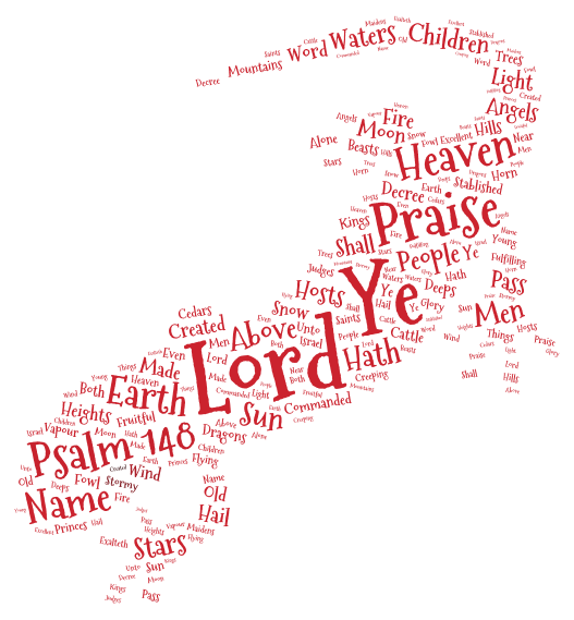 Psalm 148 in a lizard word cloud art