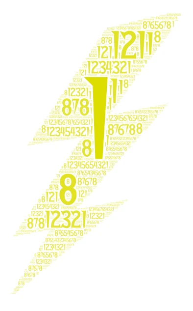 Lightning Numbers word cloud art