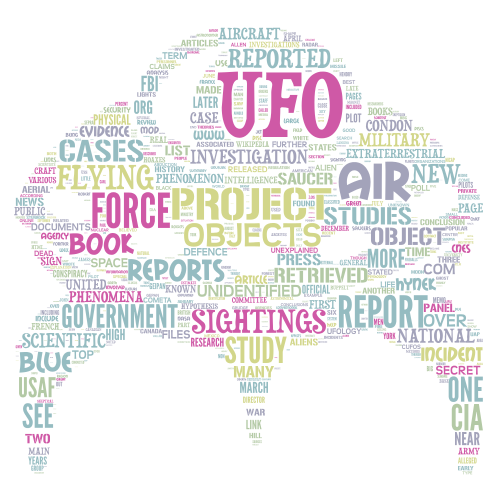 UFO word cloud art