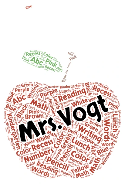Kindergarten word cloud art