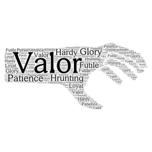 “Firm mooded after, not heedless of valour but mindful of glory word cloud art