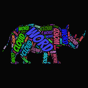 rhino word cloud art