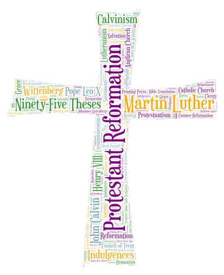 The Protestant Reformation word cloud art
