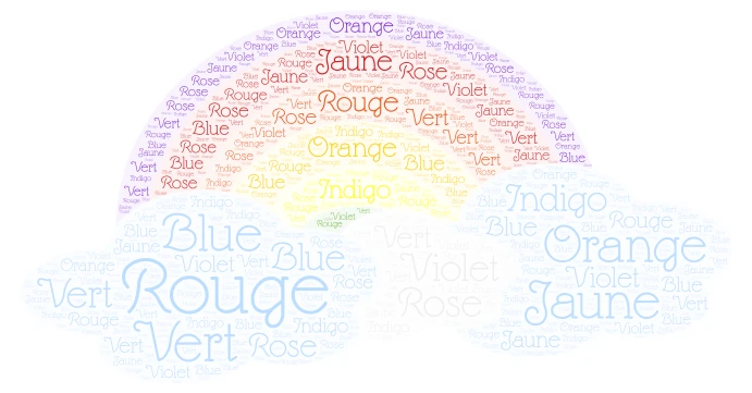 Arc-en-ciel word cloud art
