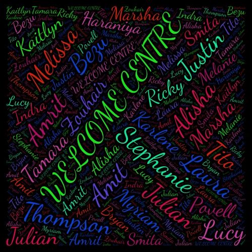 Welcome centre word cloud art