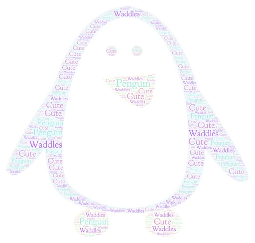 Penguin word cloud art
