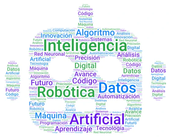 Conceptos de IA y Tecnología word cloud art