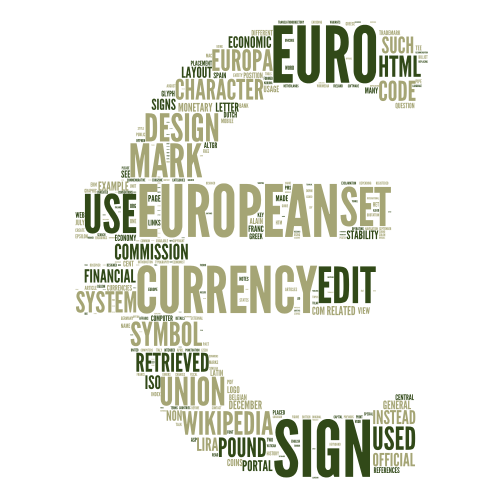 Euro currency word cloud art