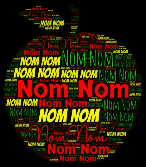 Nom Nom word cloud art