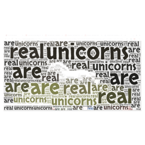 unicorns are real word cloud art