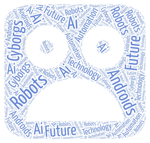Robots word cloud art