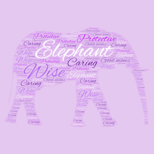 Elephant word cloud art