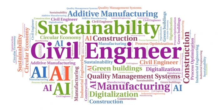Civil and Industrial Engineering word cloud art