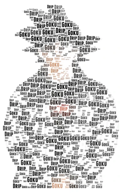 Goku Drip word cloud art