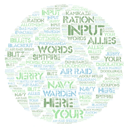 WW2 Vocabulary word cloud art