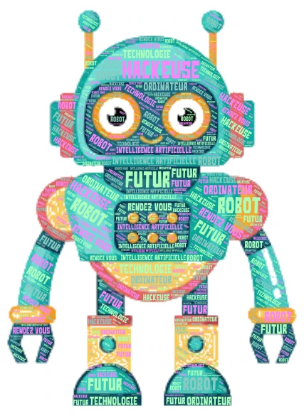 robot word cloud art