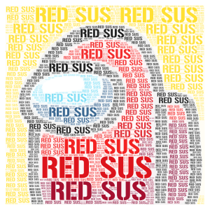 RED SUS! word cloud art