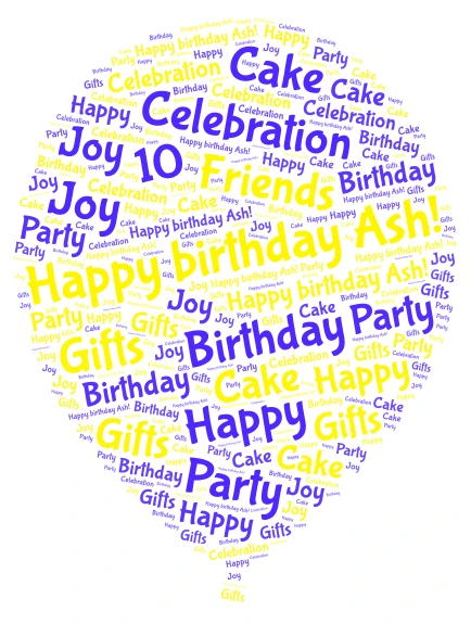 Happy Birthday Ash! word cloud art