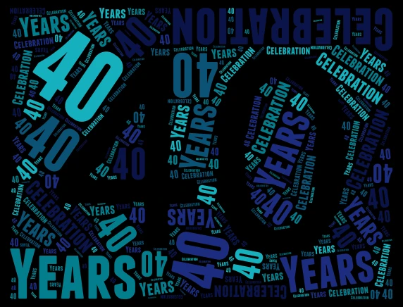 Anniversary 40 word cloud art