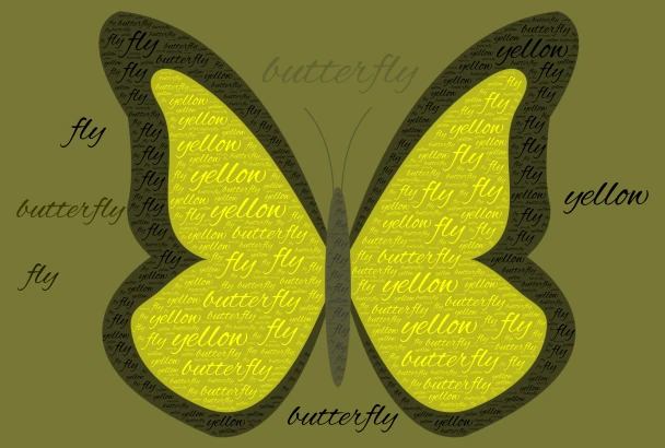 fly flu butterfly  word cloud art