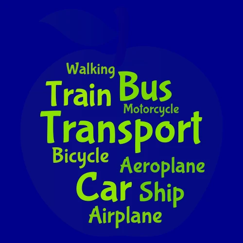 Transport word cloud art