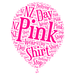 Pink shirt day in NZ word cloud art