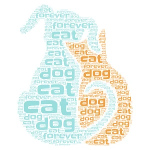 cat+dog=forever word cloud art