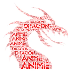 Anime dragon  word cloud art
