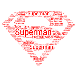 Superman word cloud art
