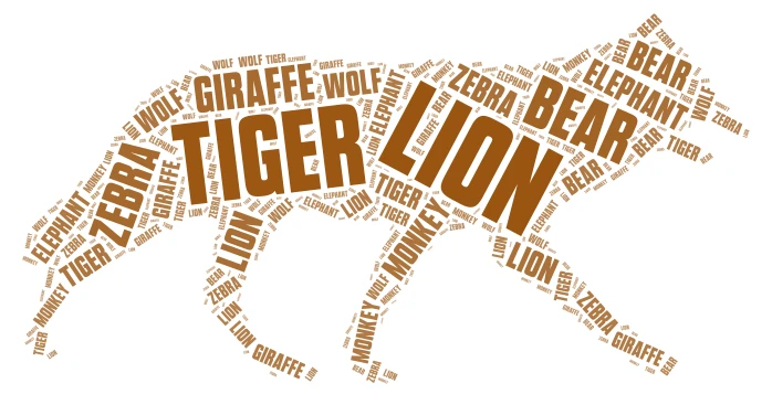 Wild Animals word cloud art
