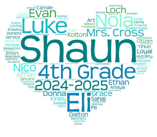 2024-2025 EOY- Shaun word cloud art