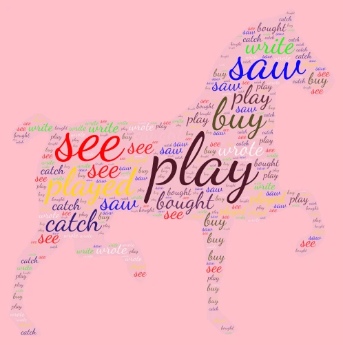 regular and irregular verbs word cloud art