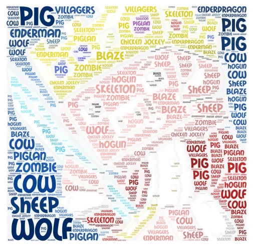 Minecraft Mobs word cloud art