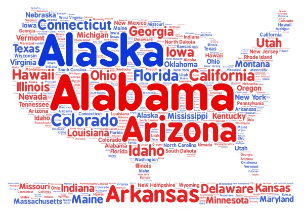 All 50 States word cloud art