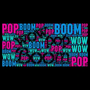 boom pop wow2! word cloud art
