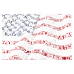 American flag word cloud art