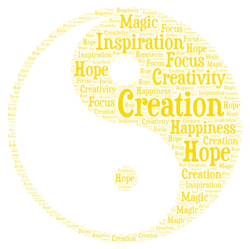 Yin Yang Light side word cloud art
