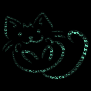 Neon cat word cloud art