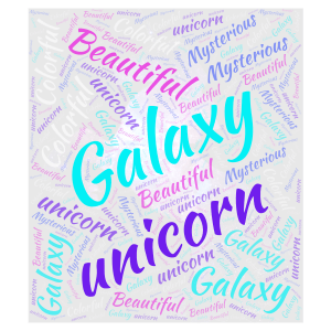 Galaxy unicorn word cloud art