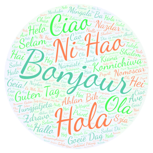 Our World of Language word cloud art