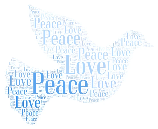 Peace meaningful messages word cloud art