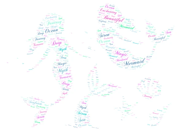 Beautiful Mermaids word cloud art