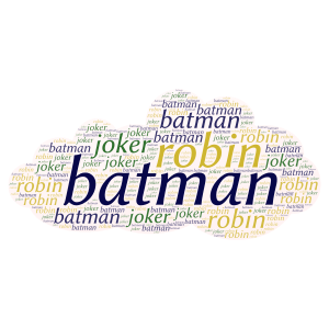 Batman+joker+robin word cloud art