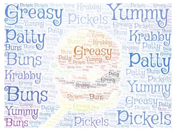 Krabby Patty word cloud art