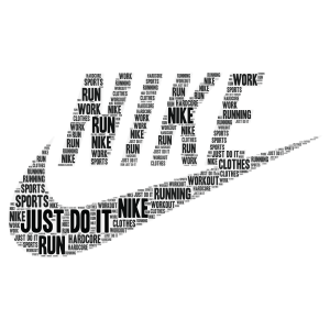 Nike word cloud art