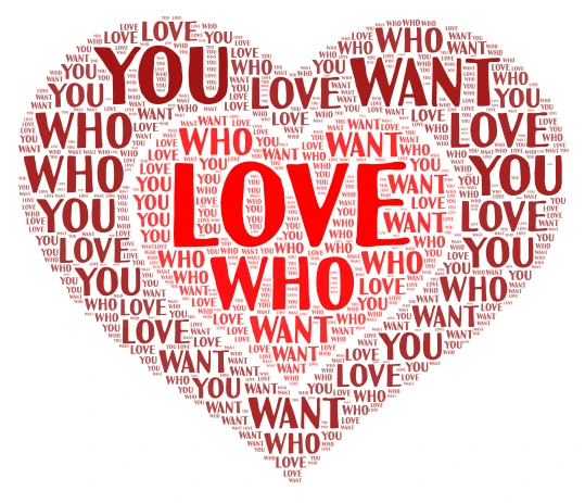 Love who you want word cloud art