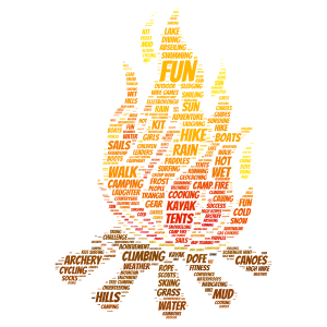 Camp fire word cloud art