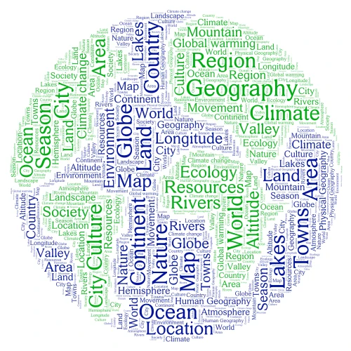 Geography word cloud art