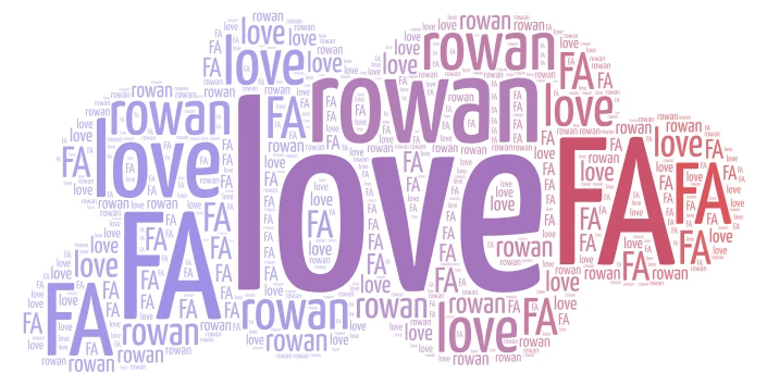 ROWAN LOVES FA word cloud art